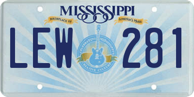 MS license plate LEW281