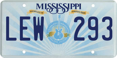 MS license plate LEW293
