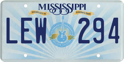 MS license plate LEW294