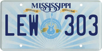 MS license plate LEW303