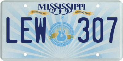MS license plate LEW307