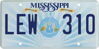 MS license plate LEW310
