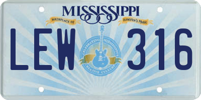 MS license plate LEW316