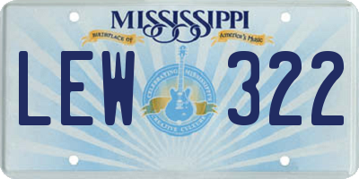 MS license plate LEW322