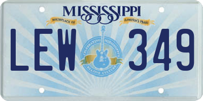 MS license plate LEW349