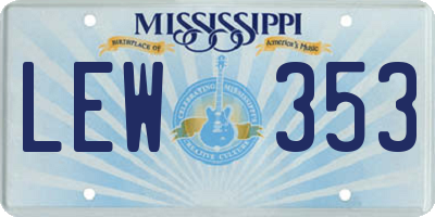 MS license plate LEW353