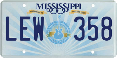 MS license plate LEW358