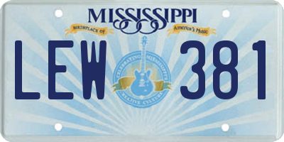 MS license plate LEW381