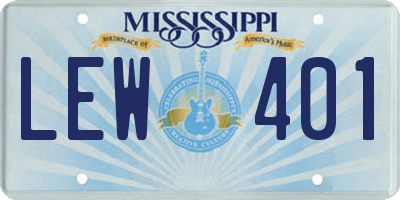 MS license plate LEW401