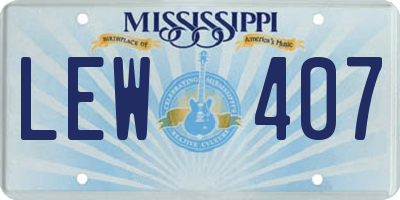 MS license plate LEW407