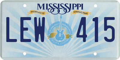 MS license plate LEW415