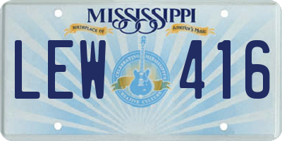 MS license plate LEW416