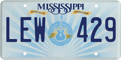 MS license plate LEW429