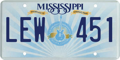 MS license plate LEW451