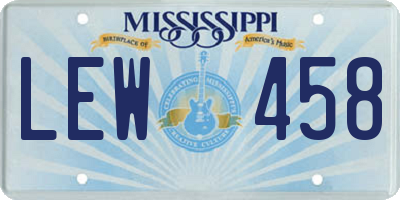 MS license plate LEW458