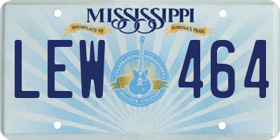 MS license plate LEW464