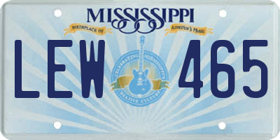 MS license plate LEW465