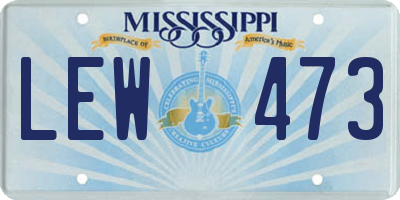 MS license plate LEW473