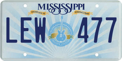MS license plate LEW477