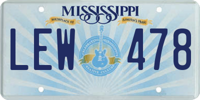 MS license plate LEW478