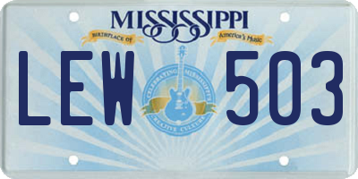 MS license plate LEW503