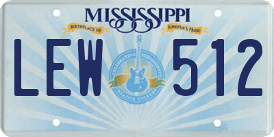 MS license plate LEW512