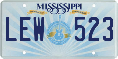 MS license plate LEW523
