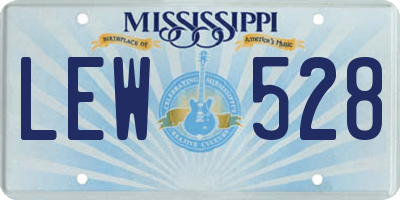 MS license plate LEW528