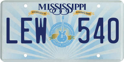 MS license plate LEW540