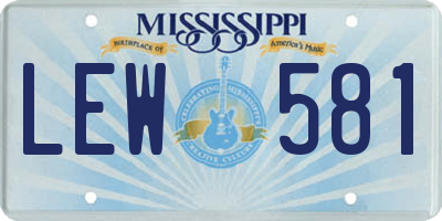 MS license plate LEW581