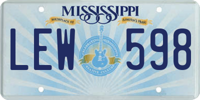 MS license plate LEW598