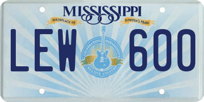 MS license plate LEW600