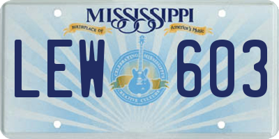MS license plate LEW603