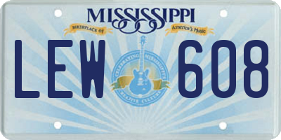 MS license plate LEW608