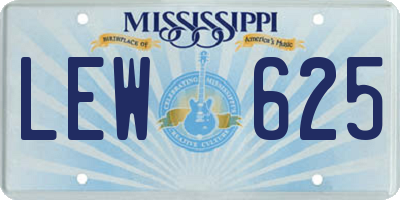 MS license plate LEW625