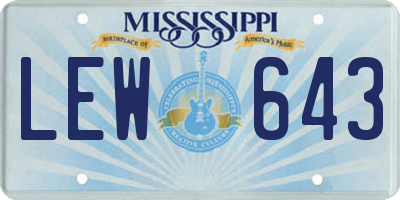 MS license plate LEW643