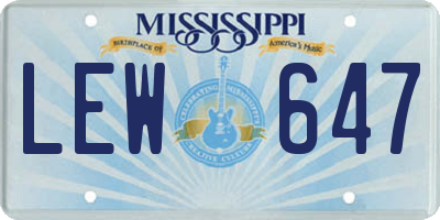 MS license plate LEW647