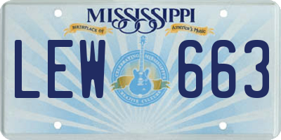 MS license plate LEW663