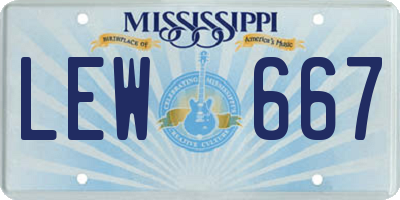 MS license plate LEW667