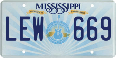 MS license plate LEW669