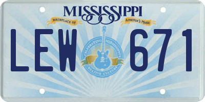 MS license plate LEW671