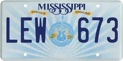 MS license plate LEW673