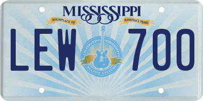 MS license plate LEW700