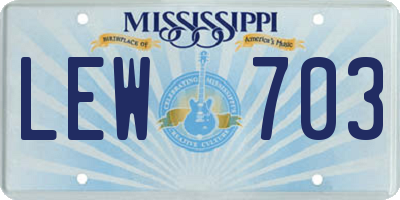 MS license plate LEW703