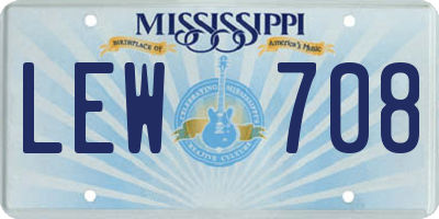 MS license plate LEW708