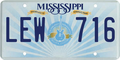 MS license plate LEW716