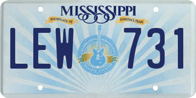 MS license plate LEW731