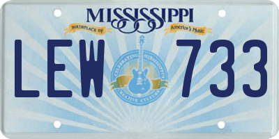 MS license plate LEW733