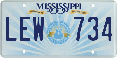 MS license plate LEW734