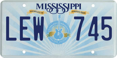 MS license plate LEW745